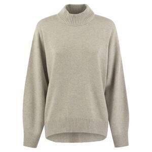 Brunello Cucinelli Women Cashmere Chimney Neck Sweater With Shiny Cuff Details
